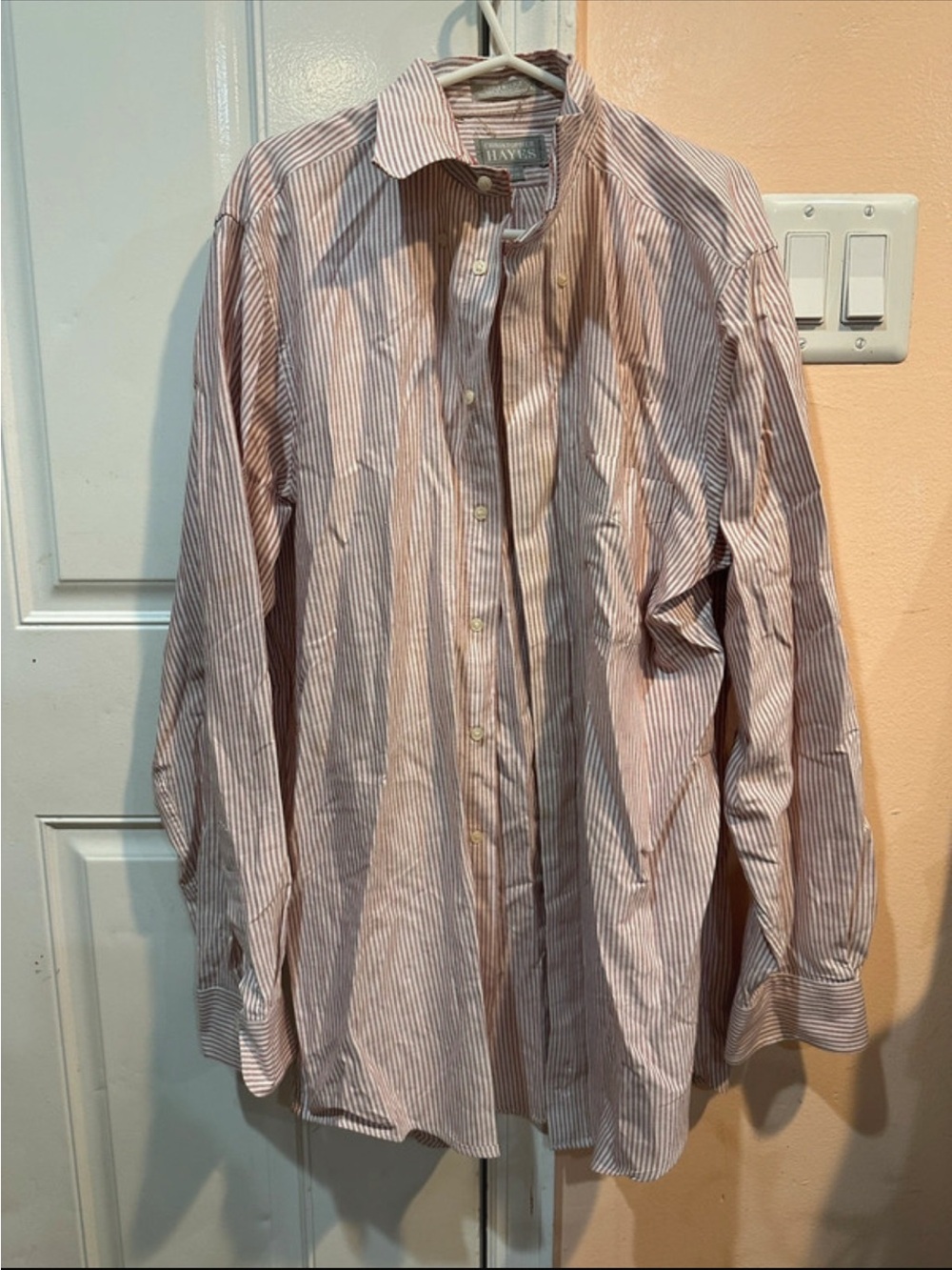 Hayes Men's Casual Button-Down Shirt - Pink Striped